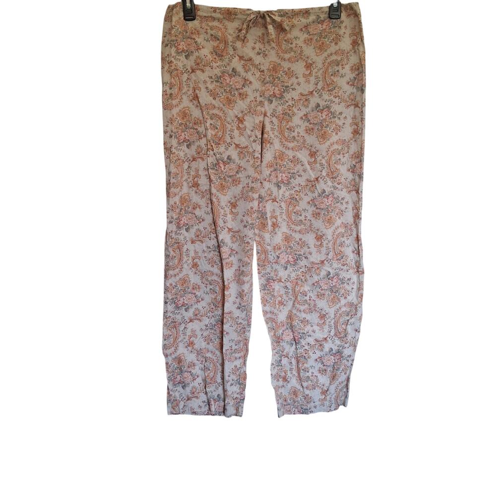 Lauren Ralph Lauren Womens M Floral Paisley Cotton Pajama Pants Drawstring
